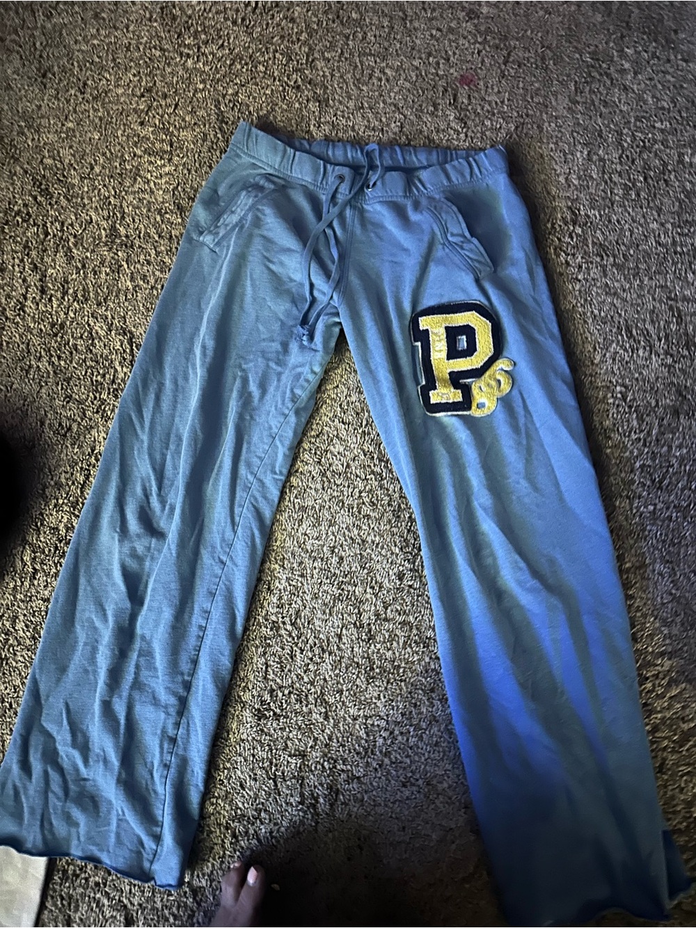 PINK Victoria's Secret Light Blue Sweatpants with Letter Patch